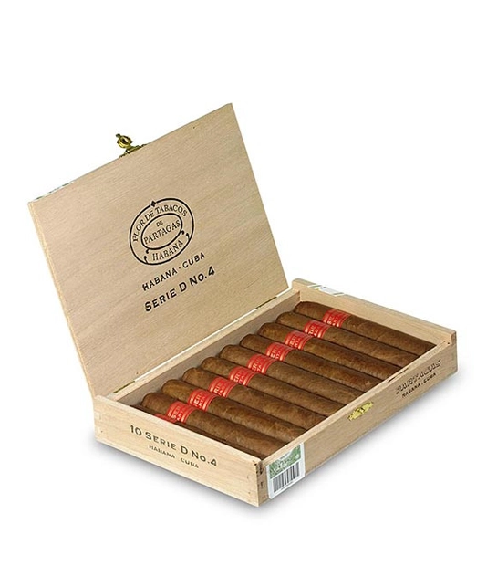 Partagas Serie D No.4 Cigar Box of 10 close-up from AuCigars, premium Cuban cigar