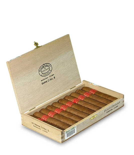 Partagas Serie D No.5 Cigar Box of 10 close-up from AuCigars, premium Cuban cigar