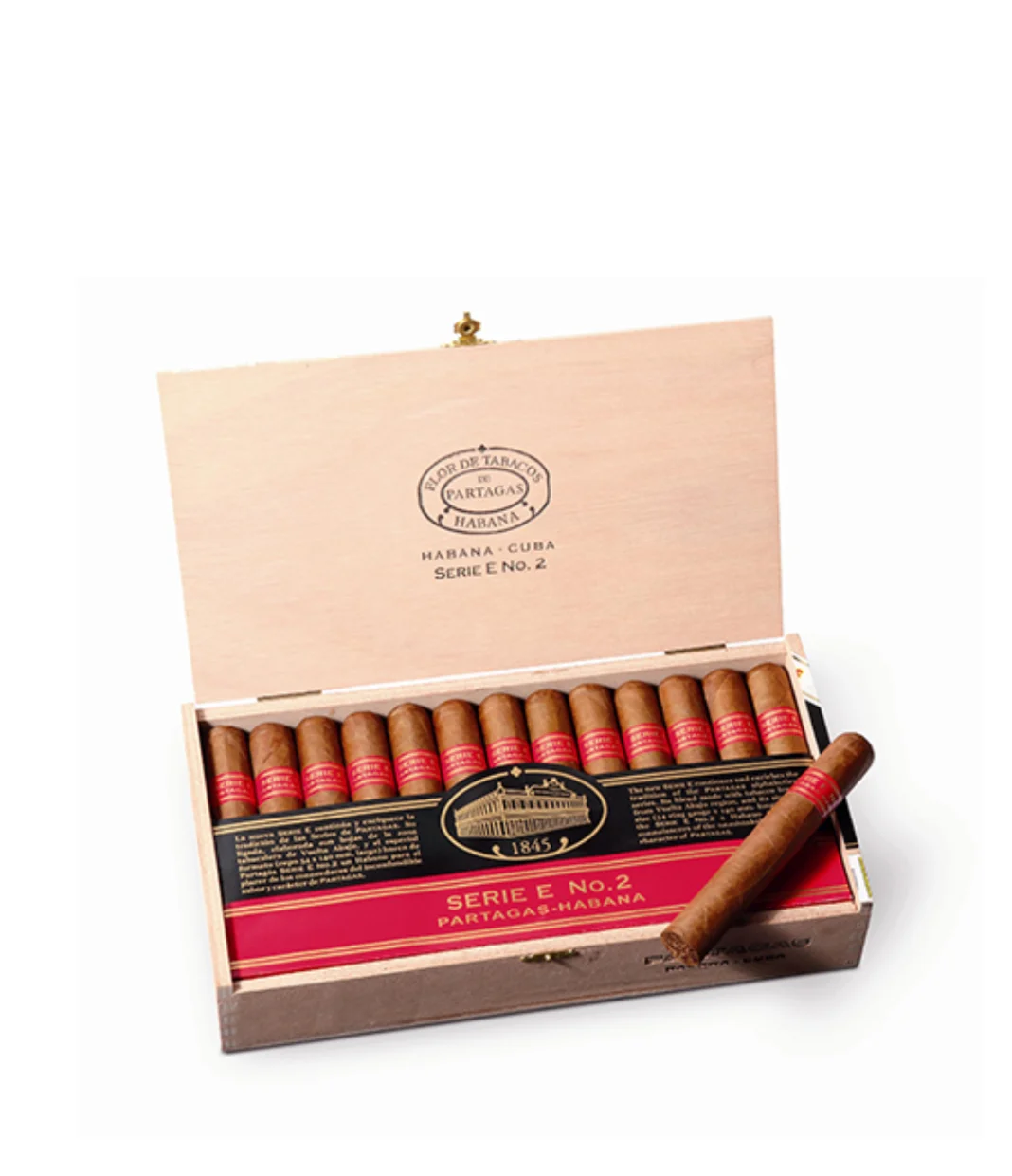 Partagas Serie E No. 2 Cigar Box of 25 close-up from AuCigars, premium Cuban cigar