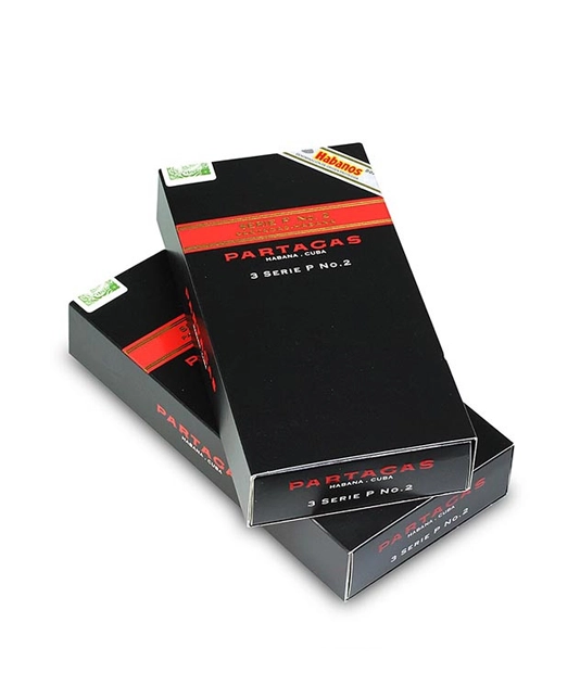 Partagas Serie P No.2 A/T Cigar Box of 5 X 3 close-up from AuCigars, premium Cuban cigar