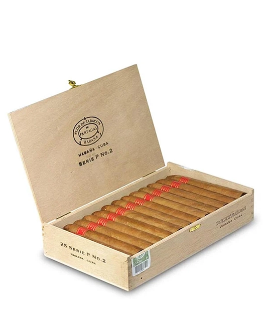 Partagas Serie P No.2 Cigar Box of 25 close-up from AuCigars, premium Cuban cigar