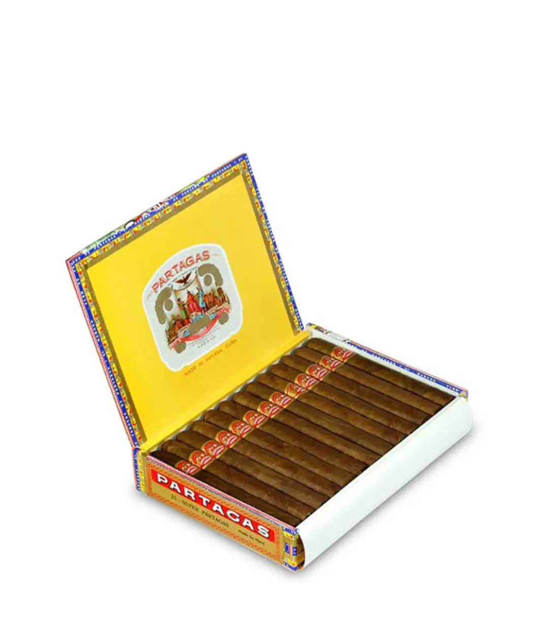 Partagas Super Partagas Cigar Box of 25 close-up from AuCigars, premium Cuban cigar