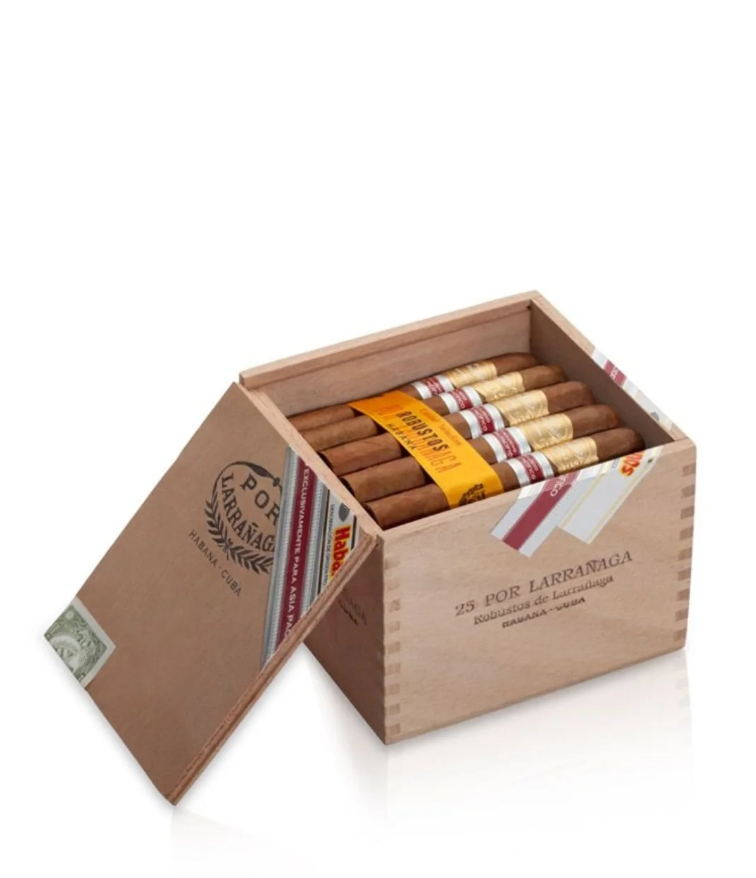 Por Larranaga Robusto de Larranaga Cigar Box of 25 close-up from AuCigars, premium Cuban cigar