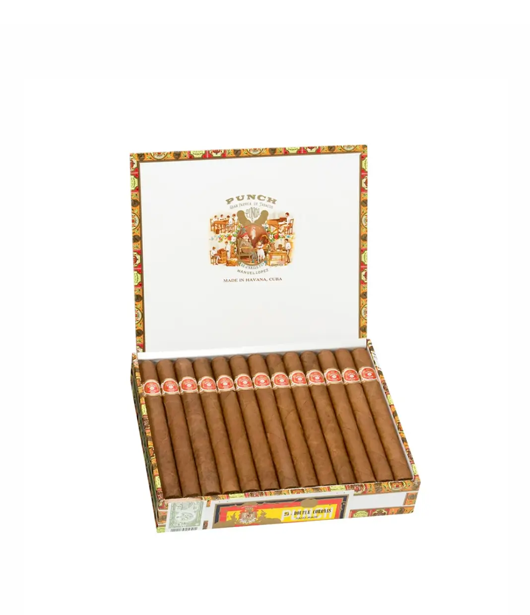 Punch Double Coronas Cigar Box of 25 close-up from AuCigars, premium Cuban cigar