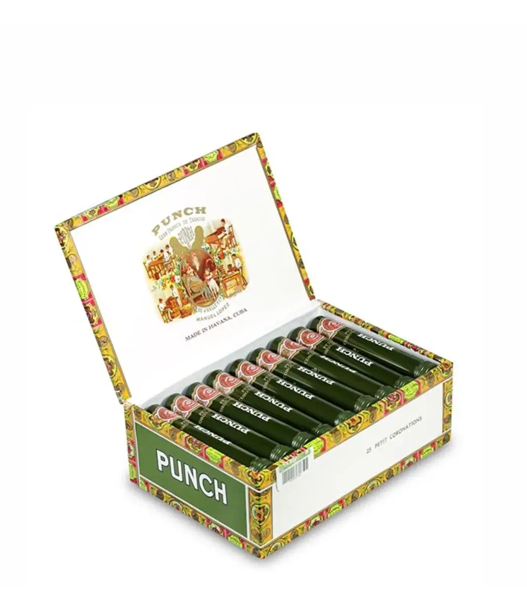 Punch Petit Coronations Cigar Box of 25 close-up from AuCigars, premium Cuban cigar