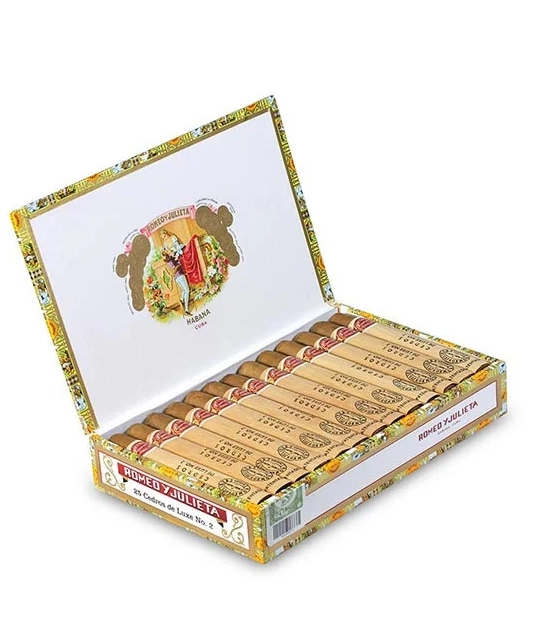 Romeo y Julieta Cedros De Luxe No.2 Cigar Box of 25 close-up from AuCigars, premium Cuban cigar
