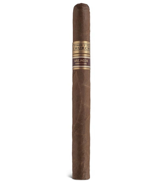 Romeo y Julieta Churchills Anejados Tubos Cigar close-up from AuCigars, premium Cuban cigar