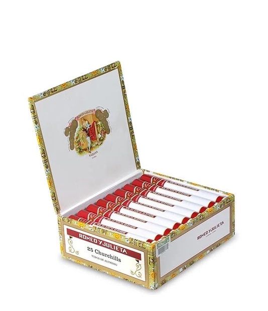 Romeo y Julieta Churchills A/T Cigar Box of 25 close-up from AuCigars, premium Cuban cigar