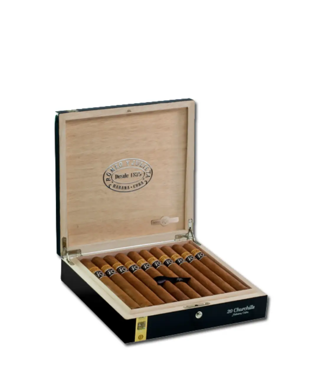 Romeo y Julieta Churchills Reserva Cosecha 2008 Cigar Box of 20 close-up from AuCigars, premium Cuban cigar