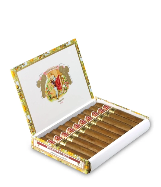 Romeo y Julieta Wide Churchills Cigar Box of 20 close-up from AuCigars, premium Cuban cigar
