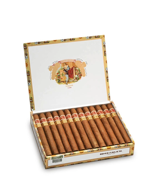 Romeo y Julieta Churchills Cigar Box of 25 close-up from AuCigars, premium Cuban cigar