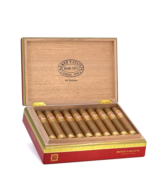 Romeo y Julieta Linea De Oro Nobles Cigar Box of 20 close-up from AuCigars, premium Cuban cigar
