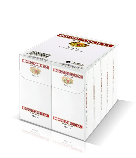 Romeo y Julieta Mini Cigar Box of 10 X 10 close-up from AuCigars, premium Cuban cigar