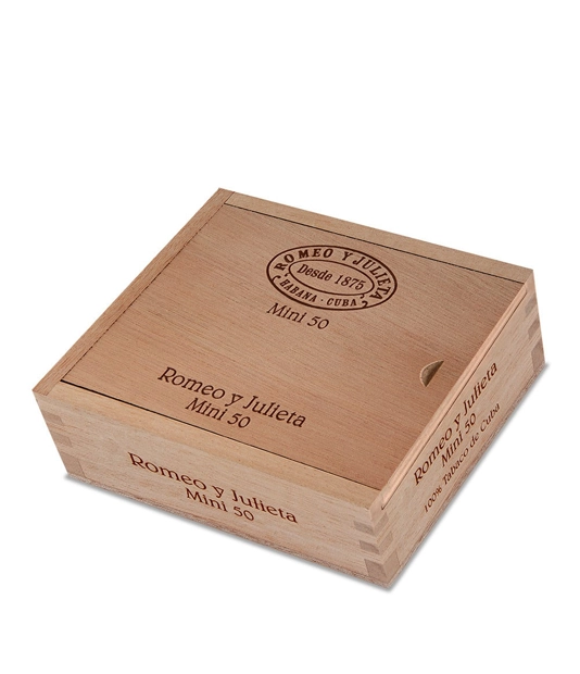 Romeo y Julieta Mini Cigar Box of 50 close-up from AuCigars, premium Cuban cigar