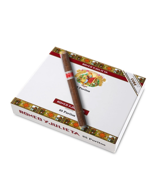 Romeo y Julieta Puritos Cigar Box of 25 close-up from AuCigars, premium Cuban cigar