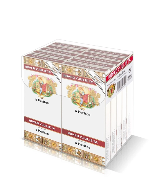 Romeo y Julieta Puritos Cigar Box of 50 close-up from AuCigars, premium Cuban cigar