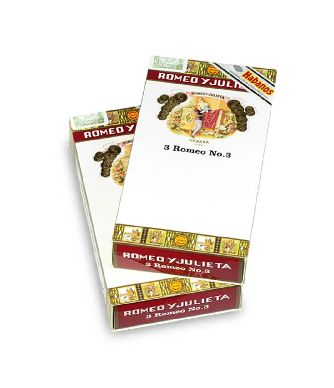 Romeo Y Julieta Romeo No.3 Cigar Box of 5 X 3 close-up from AuCigars, premium Cuban cigar