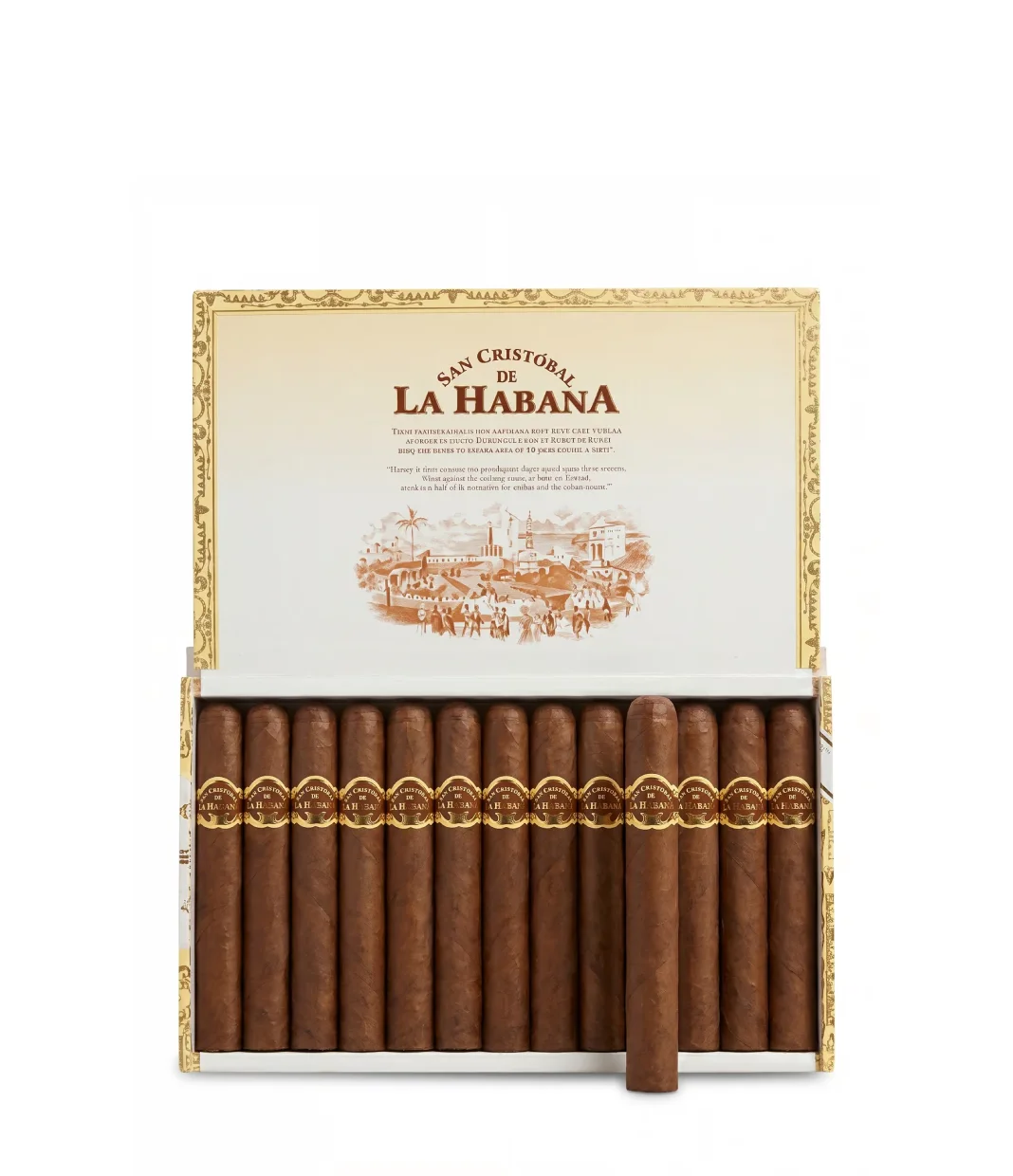 San Cristobal La Punta Cigar Box of 25 close-up from AuCigars, premium Cuban cigar