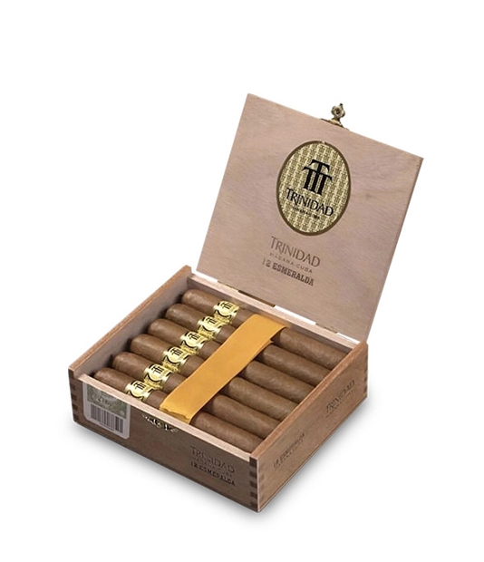 Trinidad Esmeralda Cigar Box of 12 close-up from AuCigars, premium Cuban cigar