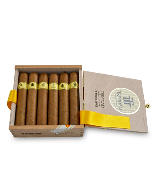 Trinidad Media Luna Cigar Box of 12 close-up from AuCigars, premium Cuban cigar