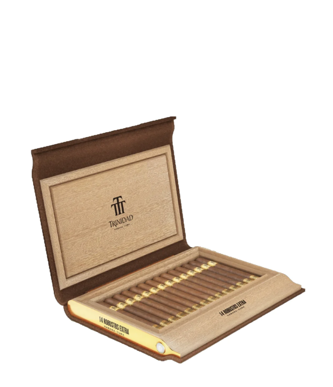 Trinidad Robusto Extra Travel Humidor 2020 Cigar Box of 14 close-up from AuCigars, premium Cuban cigar