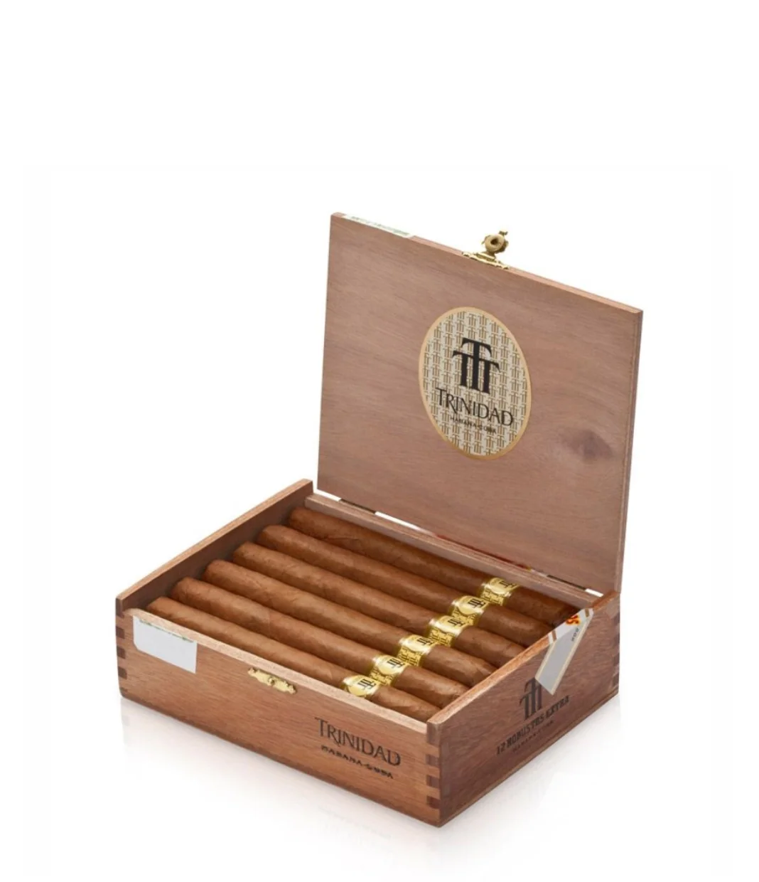 Trinidad Robusto Extra Cigar Box of 12 close-up from AuCigars, premium Cuban cigar