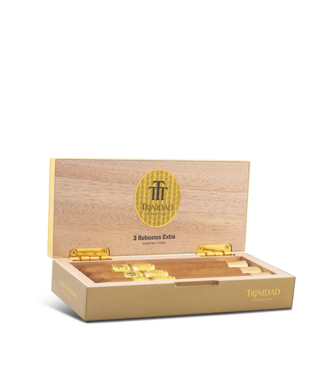 Trinidad Robustos Extra 2024SE Cigar Box of 3 close-up from AuCigars, premium Cuban cigar