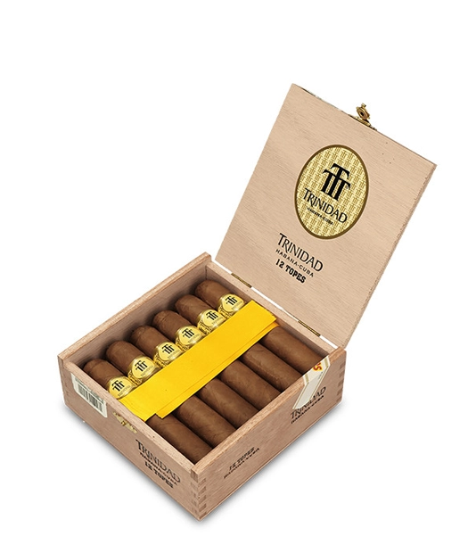 Trinidad Topes Cigar Box of 12 close-up from AuCigars, premium Cuban cigar