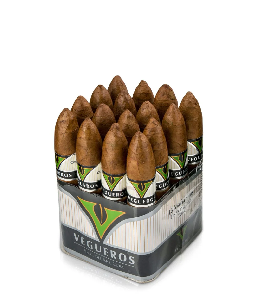 Vegueros Mananitas Cigar Box of 16 close-up from AuCigars, premium Cuban cigar