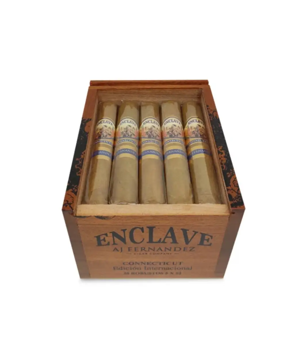 AJ Fernandez Dias de Gloria Robusto Cigar Box of 20 close-up from AuCigars, premium Cuban cigar