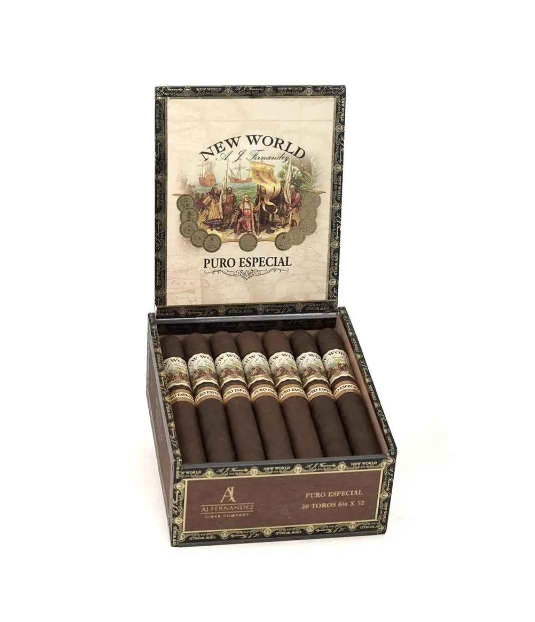 AJ Fernandez San Lotano Habano Robusto Cigar Box of 20 close-up from AuCigars, premium Cuban cigar