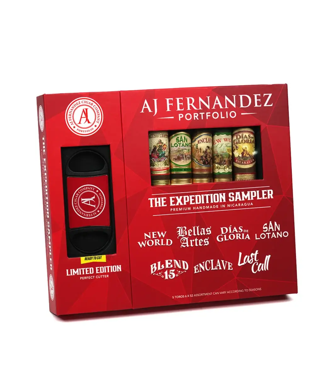 AJ Fernandez New World Dorado Sampler Cigar Box of 5 close-up from AuCigars, premium Cuban cigar