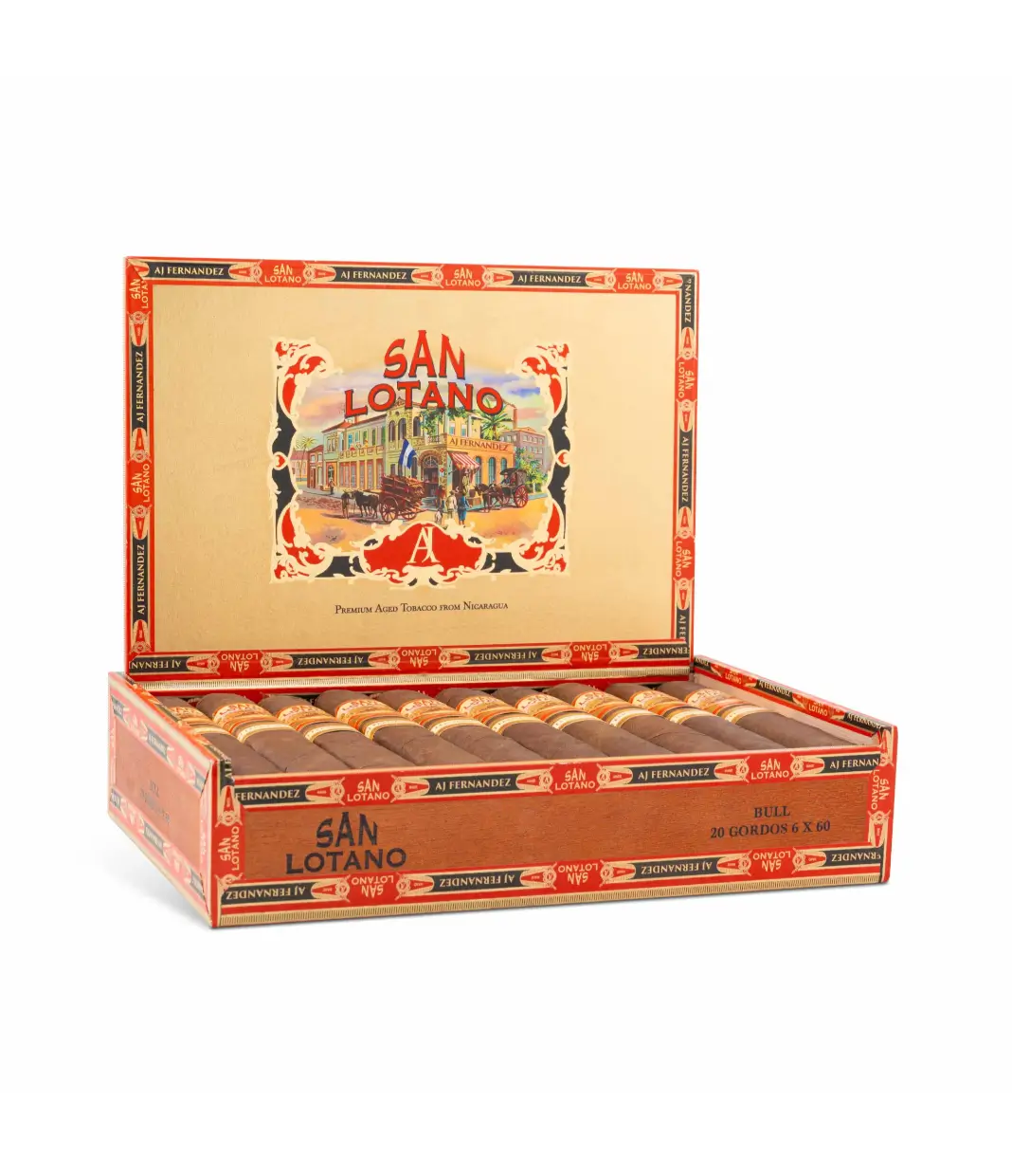 AJ Fernandez Bellas Artes Hybrid Toro Cigar Box of 20 close-up from AuCigars, premium Cuban cigar