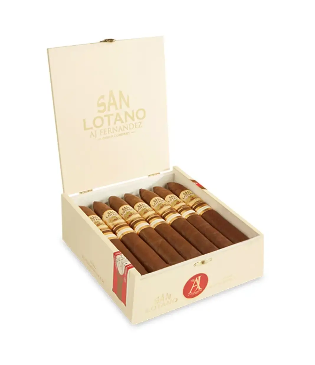 AJ Fernandez New World Dorado Robusto Cigar Box of 10 close-up from AuCigars, premium Cuban cigar