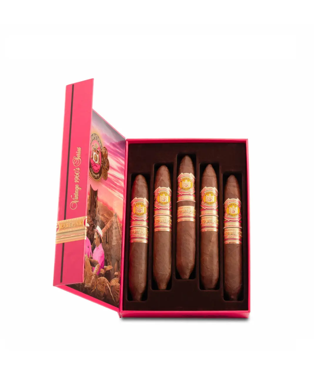Arturo Fuente Rare Pink Vintage 1960s Series Happy Ending Cigar Box View 3 from AuCigars, premium Cuban cigar