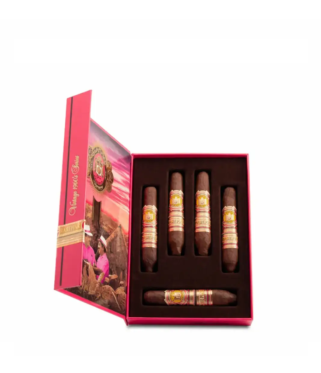 Arturo Fuente Rare Pink Vintage 1960s Series Short Story Cigar Box View 3 from AuCigars, premium Cuban cigar