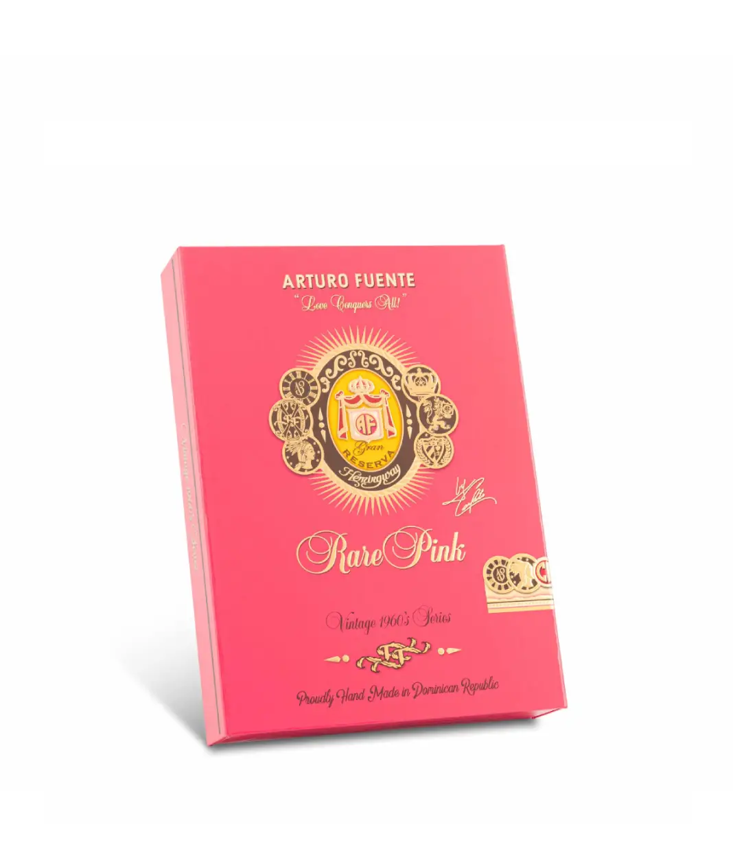 Arturo Fuente Rare Pink Vintage 1960s Series Signature Cigar Box View 2 from AuCigars, premium Cuban cigar