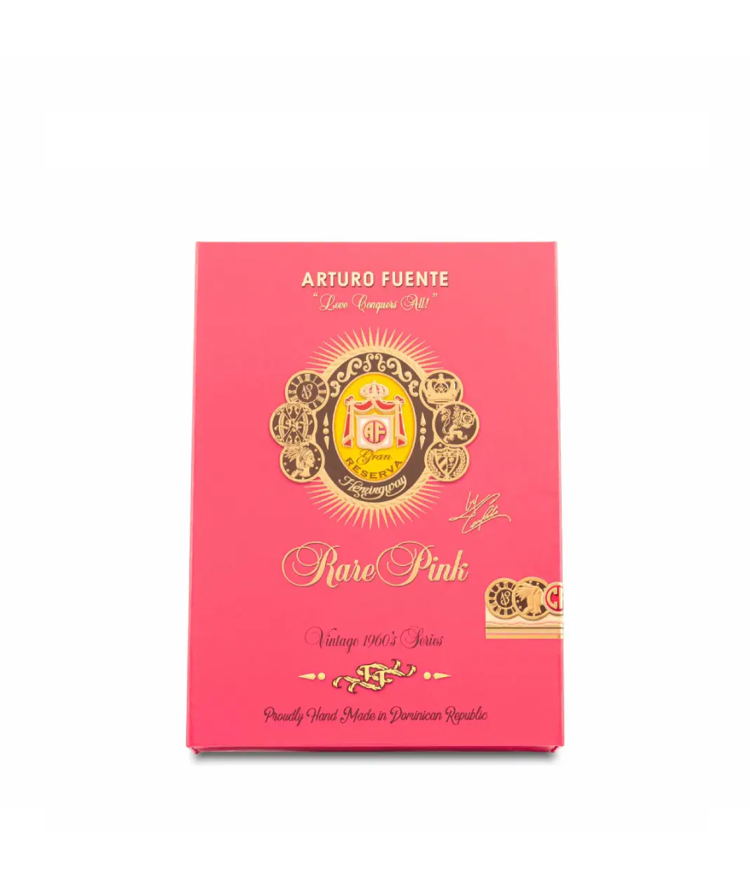 Arturo Fuente Rare Pink Vintage 1960s Series Signature Cigar Box View 3 from AuCigars, premium Cuban cigar