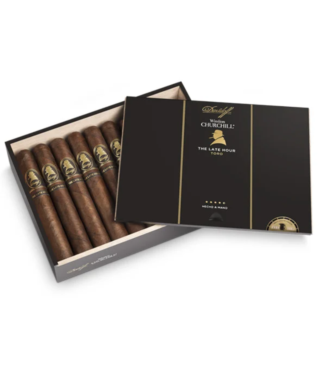 Davidoff Winston Churchill The Late Hour Toro Cigar Box of 4 close-up from AuCigars, premium Cuban cigar