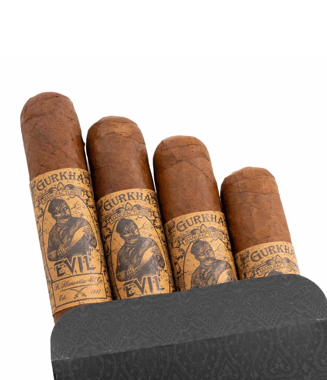 Gurkha Evil Robusto Sampler Packs Cigar Box View 4 from AuCigars, premium Cuban cigar