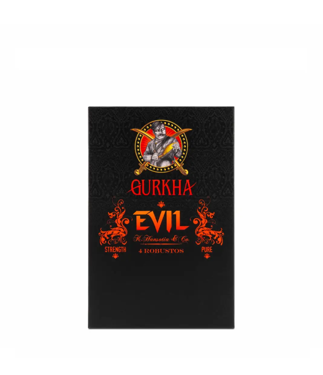 Gurkha Evil Robusto Sampler Packs Cigar Box of 2 X 4 close-up from AuCigars, premium Cuban cigar
