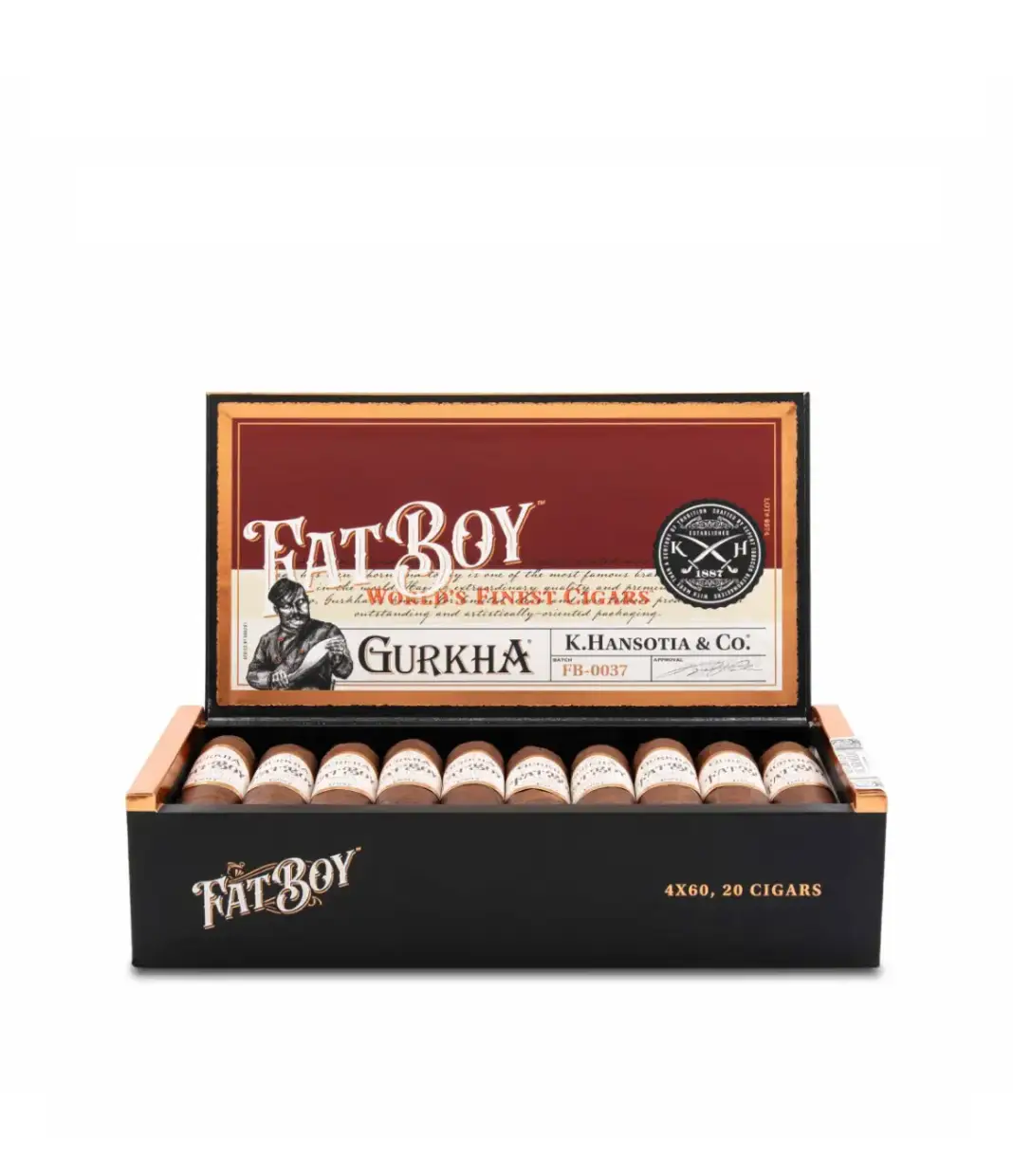 Gurkha Fatboy 4 X 60 Robusto Cigar Box View 3 from AuCigars, premium Cuban cigar
