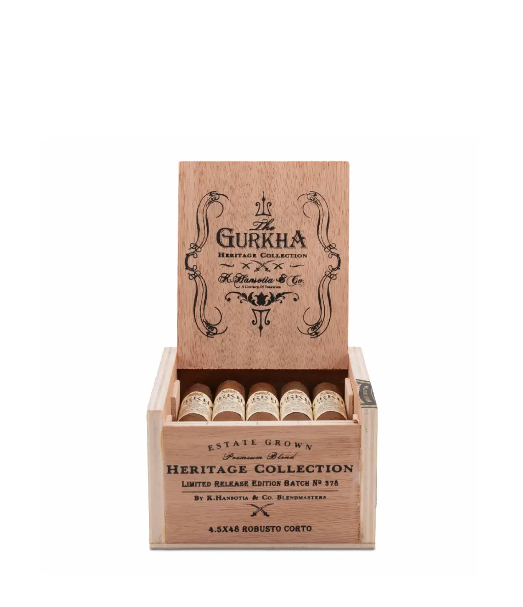 Gurkha Heritage Natural Robusto Corto Cigar Box View 2 from AuCigars, premium Cuban cigar