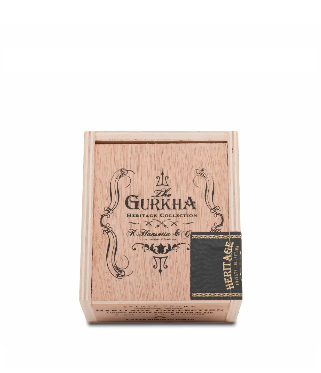 Gurkha Heritage Natural Robusto Corto Cigar Box View 3 from AuCigars, premium Cuban cigar