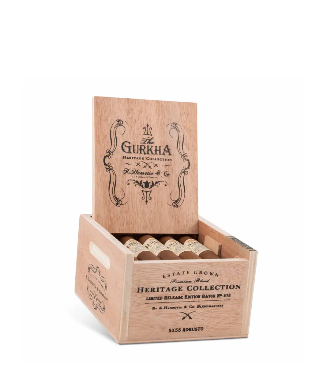 Gurkha Heritage Natural Robusto Cigar Box of 15 close-up from AuCigars, premium Cuban cigar