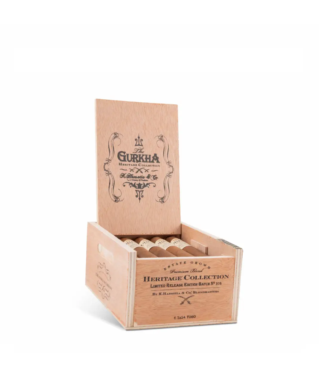 Gurkha Heritage Natural Toro Cigar Box of 15 close-up from AuCigars, premium Cuban cigar