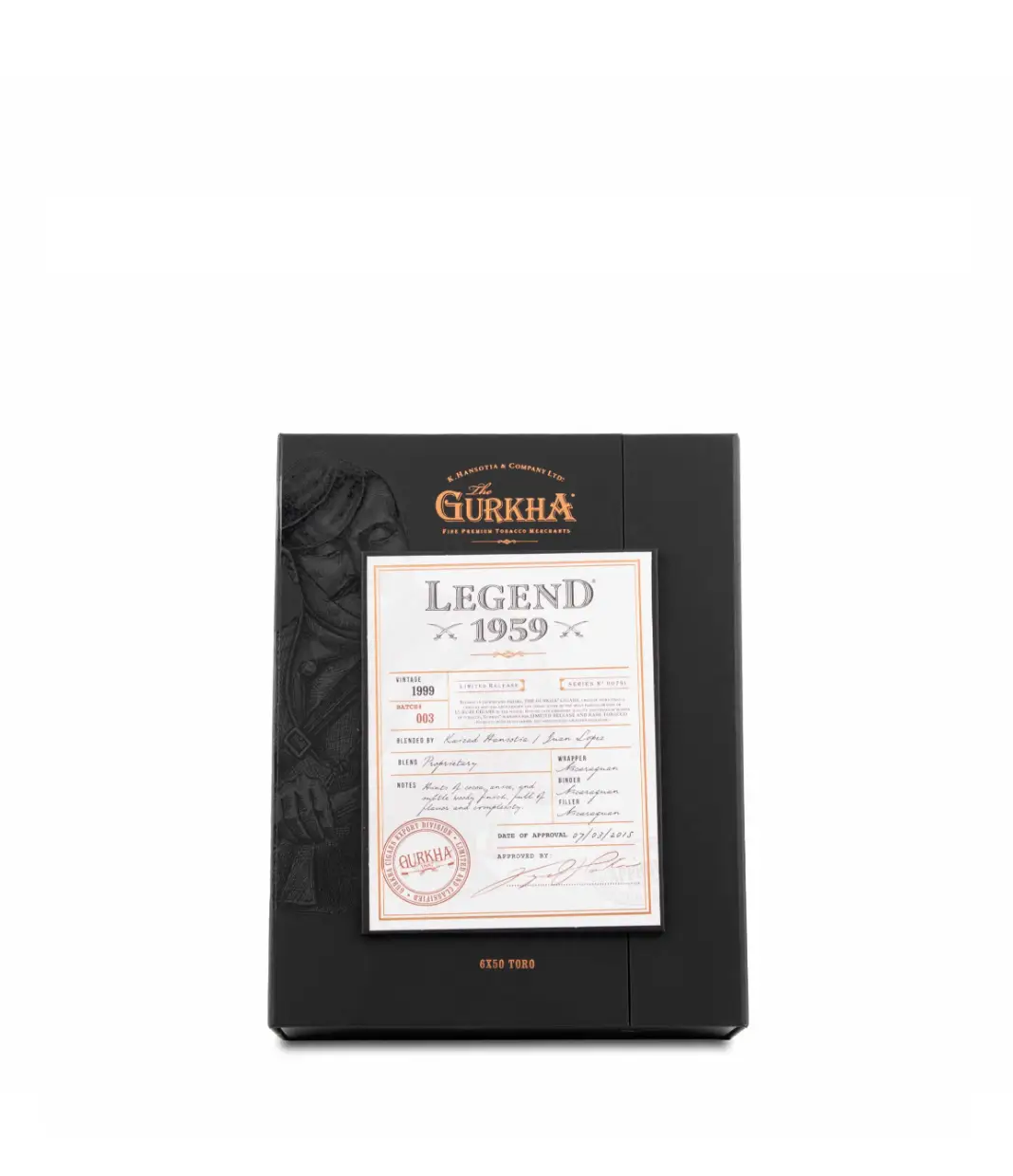 Gurkha Legend 1959 Toro Cigar Box View 3 from AuCigars, premium Cuban cigar