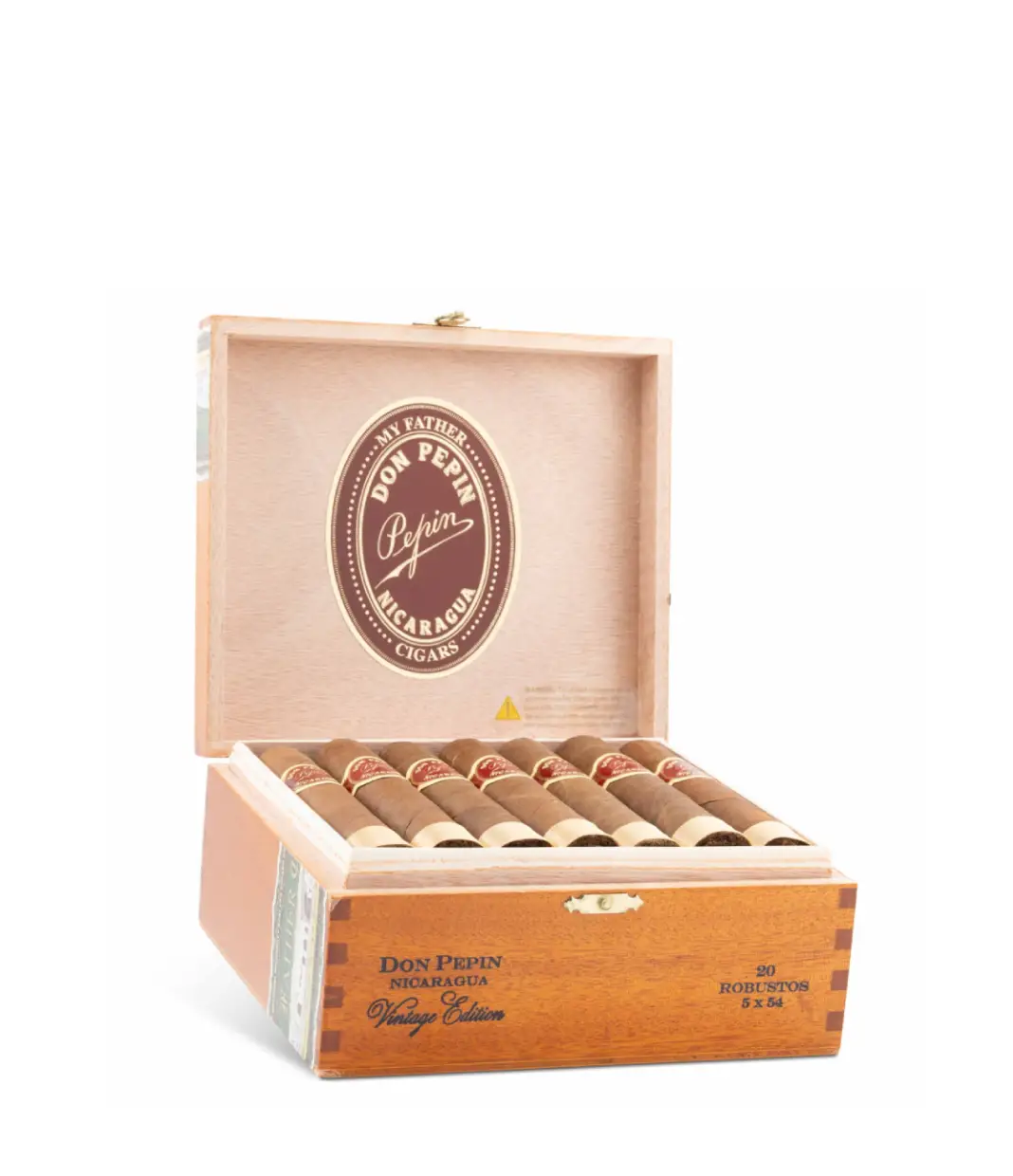 My Father Don Pepin Vintage Edition Robusto Cigar Box of 20 close-up from AuCigars, premium Cuban cigar