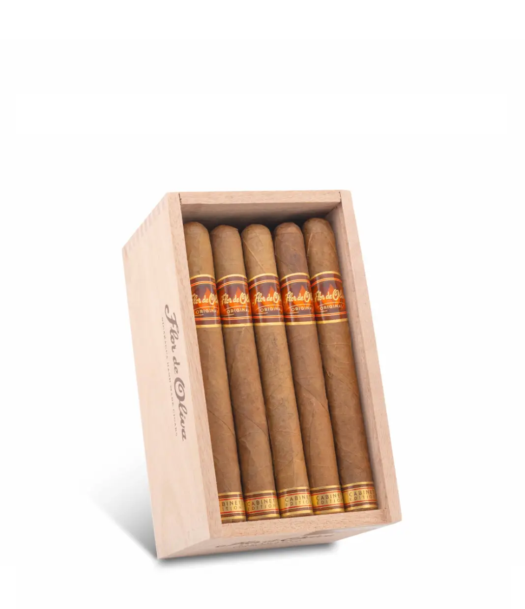 Oliva Flor De Oliva Nicaragua Churchill Cigar Box of 25 close-up from AuCigars, premium Cuban cigar
