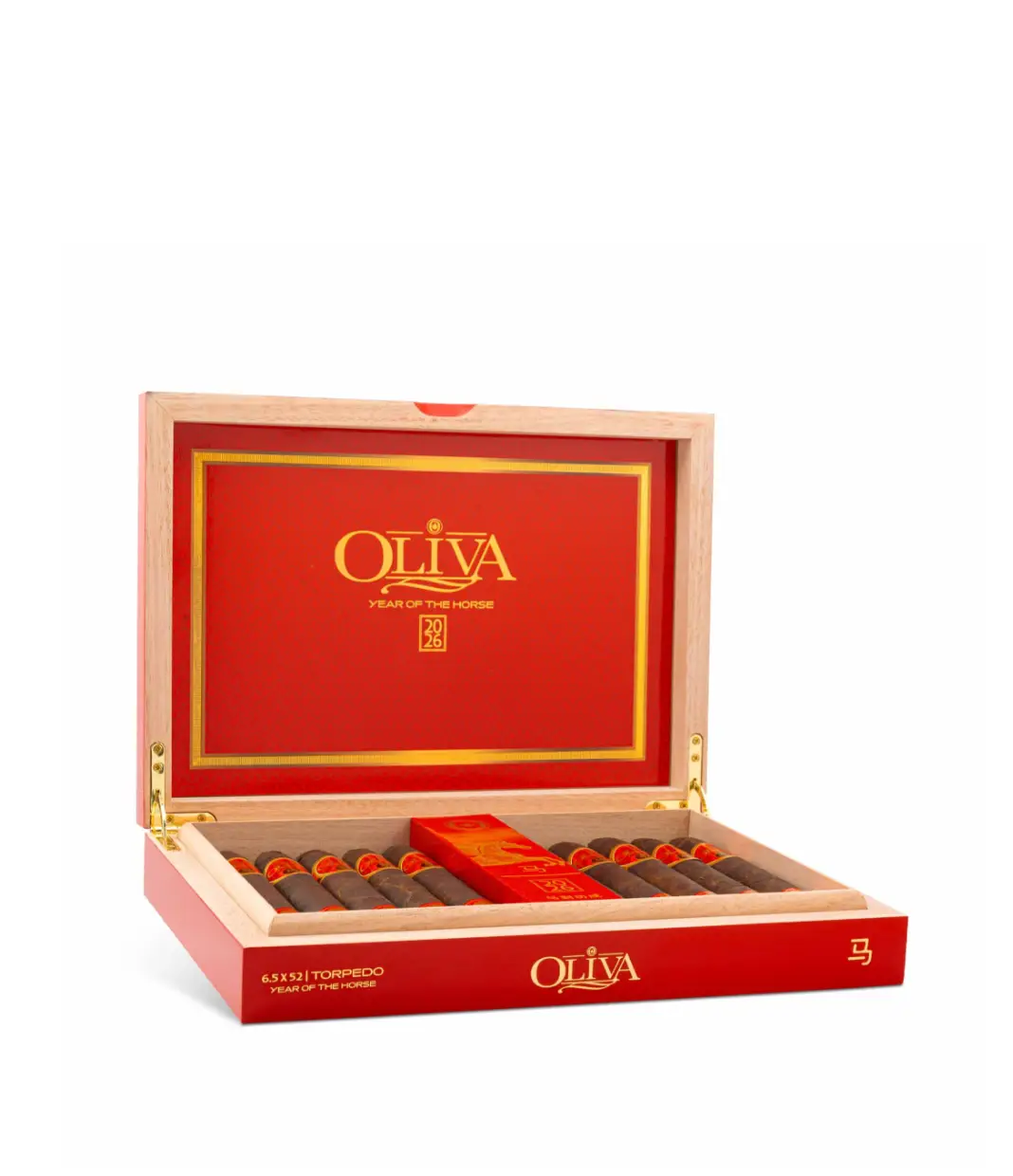 Oliva Year of the Horse 2026LE Cigar Box of 10 close-up from AuCigars, premium Cuban cigar